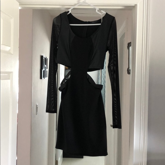Little Black Dress with Silts on the Hips - Picture 1 of 4